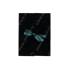 Black gift box wrapped with a teal ribbon tied in a bow at the center.